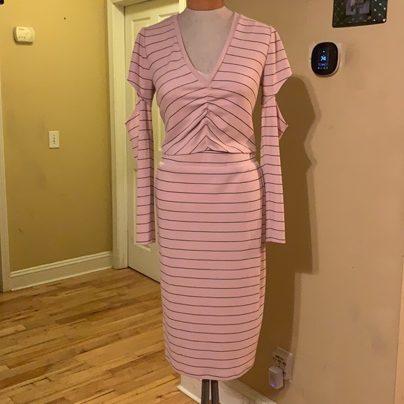 NWT BCBG Generation Light Pink Striped Skirt Set Size M - Picture 3 of 9